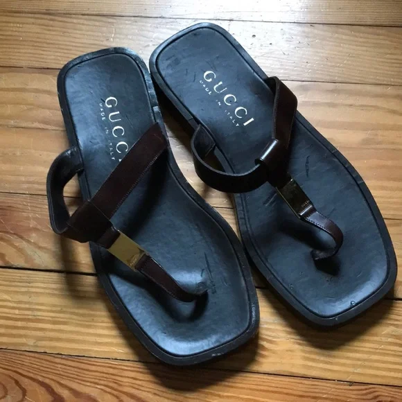 LAST PRICE DROP* VINTAGE~GUCCI brown leather sandals, Men's 8/12
